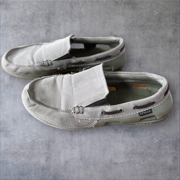 Crocs Beach Line Boat Shoes Gray/White M9 - Picture 4 of 11